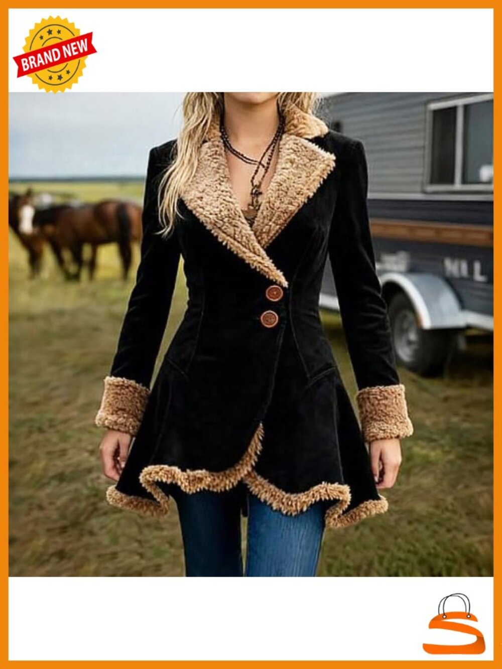 Faux Leather Suede Jacket Sherpa Lined Fleece Coat Women's Winter - Picture 5 of 6